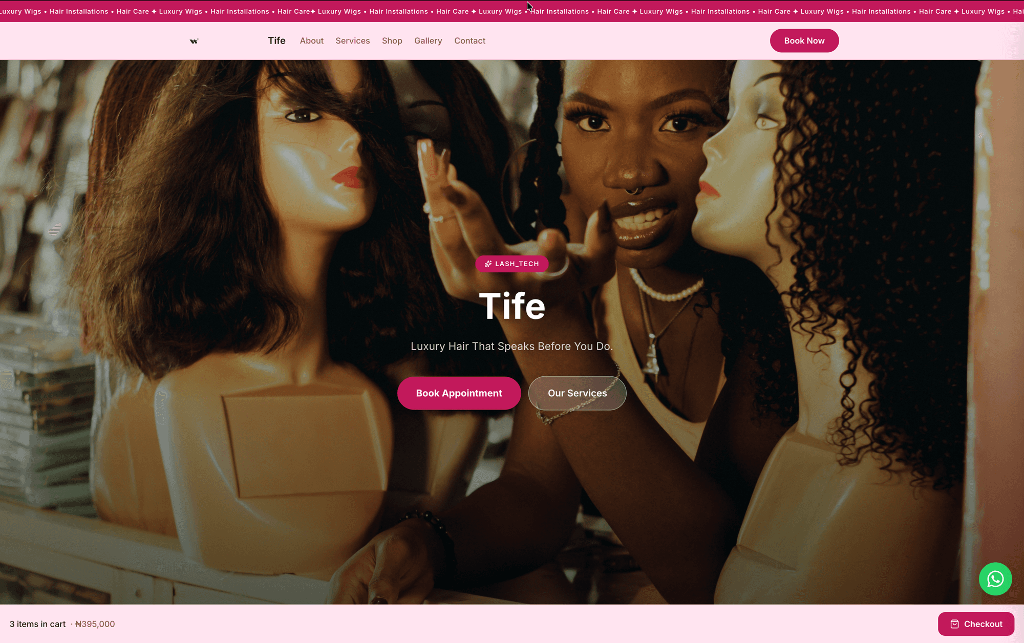 Glam by Tife website built with Savy